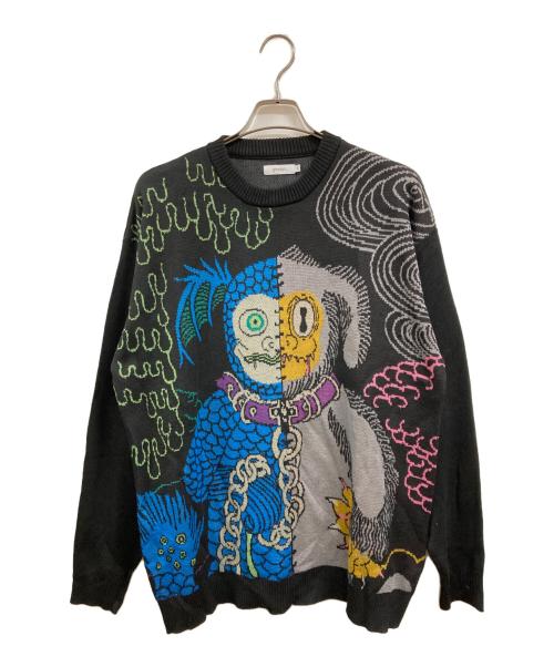 graniph（グラニフ）graniph (グラニフ) 「ビッギー」ウォッシャブルジャカードニット ブラック サイズ:Lの古着・服飾アイテム