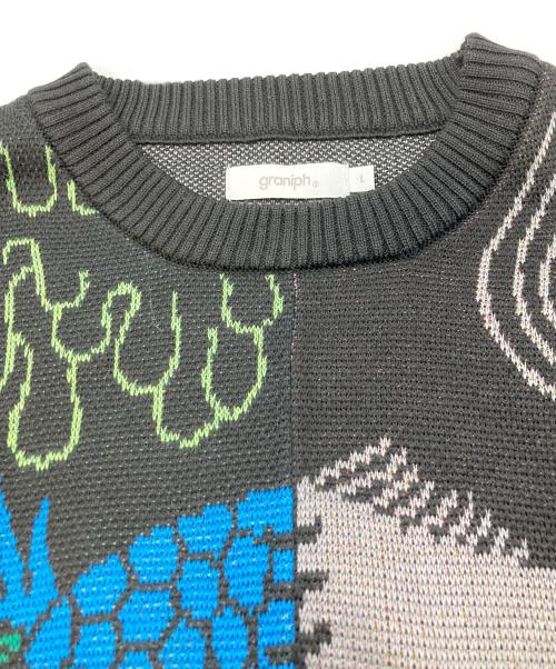 graniph（グラニフ）graniph (グラニフ) 「ビッギー」ウォッシャブルジャカードニット ブラック サイズ:Lの古着・服飾アイテム