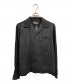 WACKO MARIAワコマリア）の古着「バッグ刺繍ストライプオープンカラーシャツ」｜ブラック