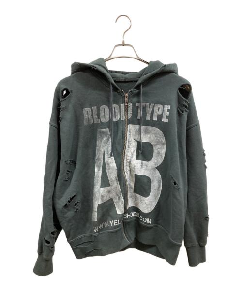 YELLO（イエロ）YELLO (イエロ) ダメージ加工ジップパーカー ネイビー サイズ:Freeの古着・服飾アイテム