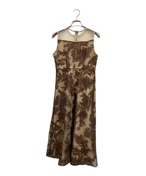 LeJa（レジャ）LeJa (レジャ) チュールパイピングリーフベルトAラインワンピースドレス ベージュ サイズ:Sの古着・服飾アイテム