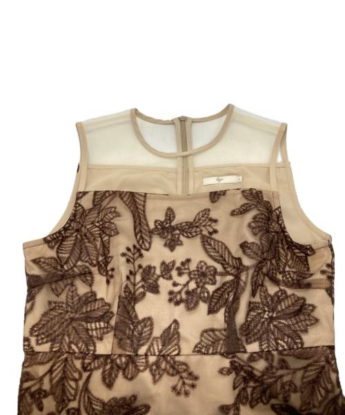 LeJa（レジャ）LeJa (レジャ) チュールパイピングリーフベルトAラインワンピースドレス ベージュ サイズ:Sの古着・服飾アイテム