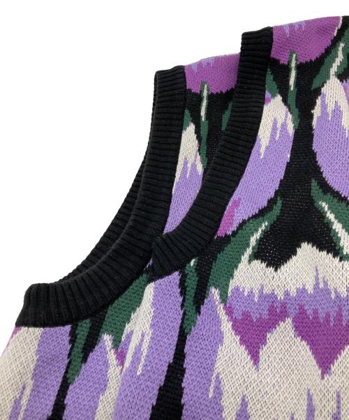 AWAKE NY（アウェイク ニューヨーク）Awake NY (アウェイク ニューヨーク) tulip knit vest パープル×ブラック サイズ:Ⅼの古着・服飾アイテム