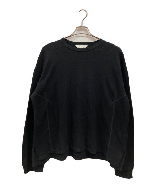 ANCELLM（アンセルム）ANCELLM (アンセルム) WAFFLE CREW NECK LS ブラック サイズ:1の古着・服飾アイテム