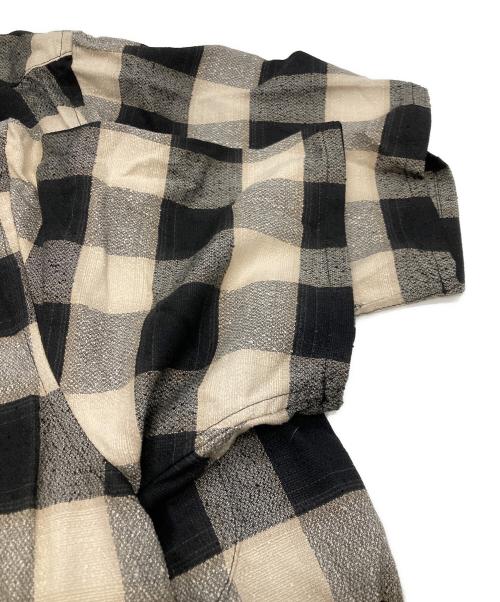 SUGARHILL（シュガーヒル）SUGARHILL (シュガーヒル) Ombre Plaid Half Sleeve Blouse ベージュ×ブラック サイズ:2の古着・服飾アイテム