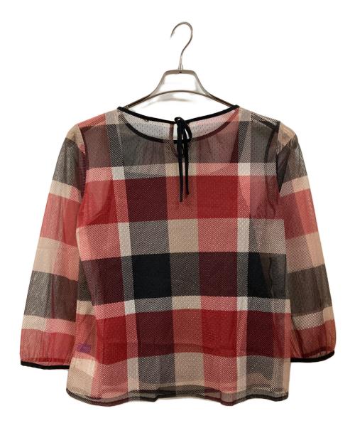 BLUE LABEL CRESTBRIDGE（ブルーレーベルクレストブリッジ）BLUE LABEL CRESTBRIDGE (ブルーレーベルクレストブリッジ) ノースリーブブラウス ピンク×ブラック サイズ:Ｍの古着・服飾アイテム