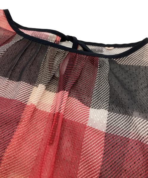 BLUE LABEL CRESTBRIDGE（ブルーレーベルクレストブリッジ）BLUE LABEL CRESTBRIDGE (ブルーレーベルクレストブリッジ) ノースリーブブラウス ピンク×ブラック サイズ:Ｍの古着・服飾アイテム