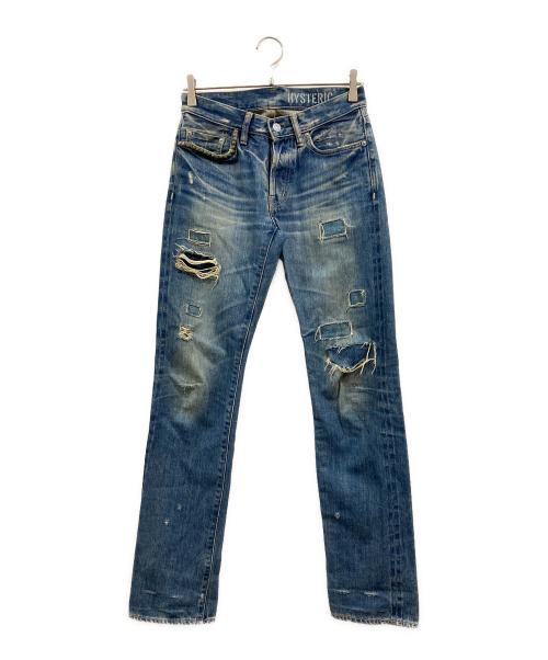 Hysteric Glamour（ヒステリックグラマー）Hysteric Glamour (ヒステリックグラマー) SP加工スタッズ小窓デニムパンツ インディゴ サイズ:28の古着・服飾アイテム