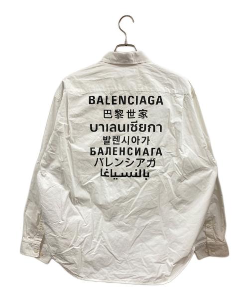 BALENCIAGA（バレンシアガ）BALENCIAGA (バレンシアガ) マルチランゲージロゴシャツ ホワイト サイズ:37の古着・服飾アイテム