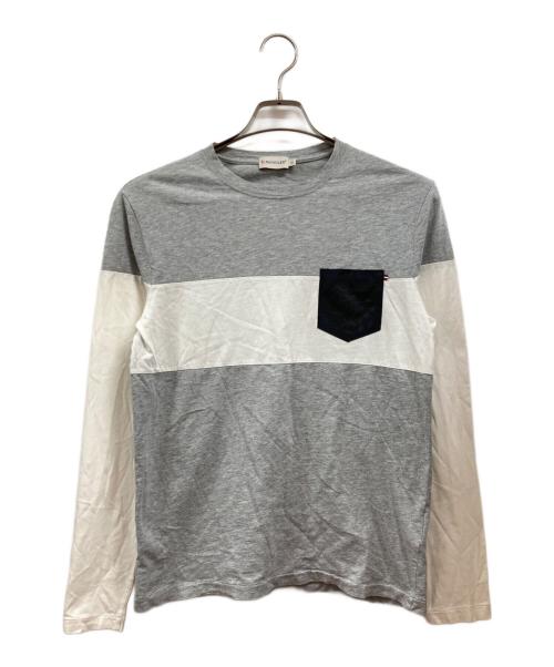 MONCLER（モンクレール）MONCLER (モンクレール) ロングスリーブカットソー グレー×ホワイト サイズ:Sの古着・服飾アイテム
