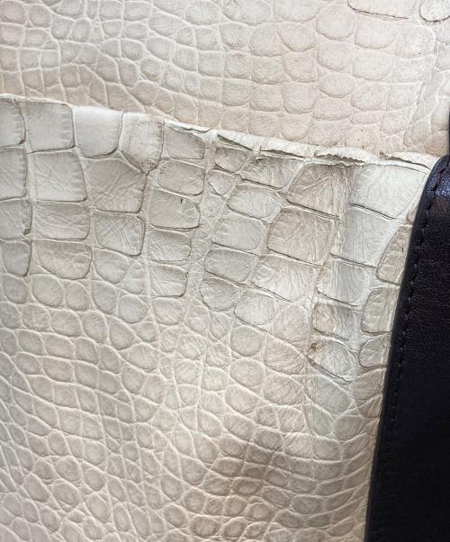 DRIES VAN NOTEN（ドリスヴァンノッテン）DRIES VAN NOTEN (ドリスヴァンノッテン) クロコ型編み込みハンドルトートバッグ アイボリー×ブラウンの古着・服飾アイテム
