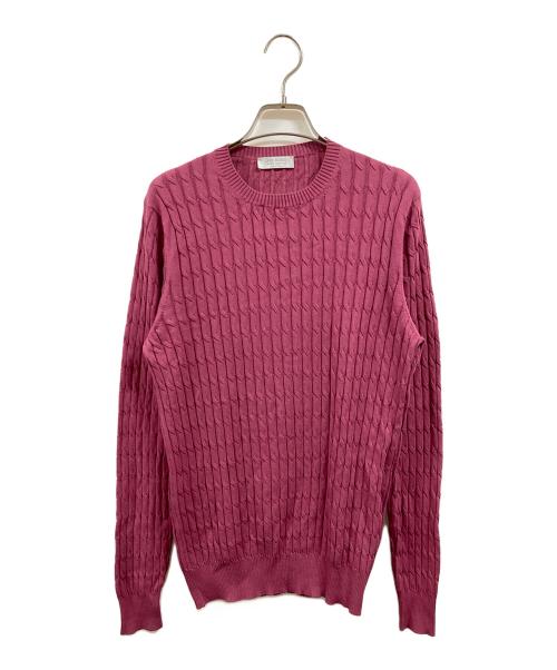 GRAN SASSO（グランサッソ）GRAN SASSO (グランサッソ) ケーブルクルーネック ニット パープル サイズ:50の古着・服飾アイテム