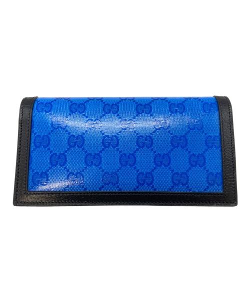 adidas（アディダス）adidas (アディダス) GUCCI (グッチ) GGクリスタル チェーンウォレットバッグ ブルー×ブラックの古着・服飾アイテム