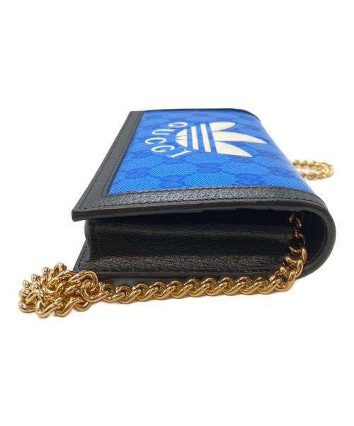 adidas（アディダス）adidas (アディダス) GUCCI (グッチ) GGクリスタル チェーンウォレットバッグ ブルー×ブラックの古着・服飾アイテム