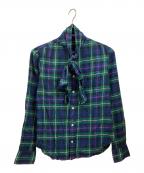 POLO RALPH LAURENポロ・ラルフローレン）の古着「ボウタイブラウス」｜グリーン