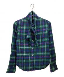 POLO RALPH LAUREN（ポロ・ラルフローレン）の古着「ボウタイブラウス」｜グリーン