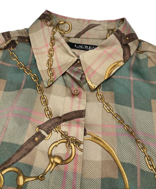 LAUREN RALPH LAUREN（ローレンラルフローレン）LAUREN RALPH LAUREN (ローレンラルフローレン) チェーン柄ワンピース ブラウン サイズ:6の古着・服飾アイテム