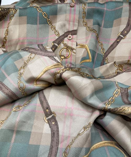 LAUREN RALPH LAUREN（ローレンラルフローレン）LAUREN RALPH LAUREN (ローレンラルフローレン) チェーン柄ワンピース ブラウン サイズ:6の古着・服飾アイテム