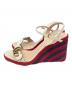 GUCCI (グッチ) ダブルG ウェッジソールサンダル レッド×ネイビー サイズ: 38 1/2：17000円