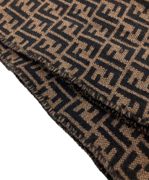 FENDI（フェンディ）FENDI (フェンディ) ズッカ柄ウールマフラー ブラック×ブラウンの古着・服飾アイテム