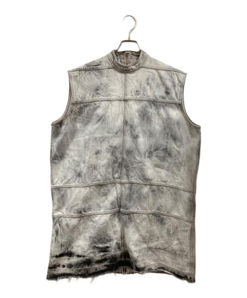 RICK OWENS（リックオウエンス）RICK OWENS (リックオウエンス) ブリーチブラックデニムカットオフロングベスト グレー サイズ:Sの古着・服飾アイテム