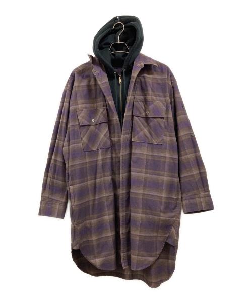 MIHARA YASUHIRO（ミハラヤスヒロ）MIHARA YASUHIRO (ミハラヤスヒロ) 切替パーカー パープル×ブラック サイズ:FREEの古着・服飾アイテム