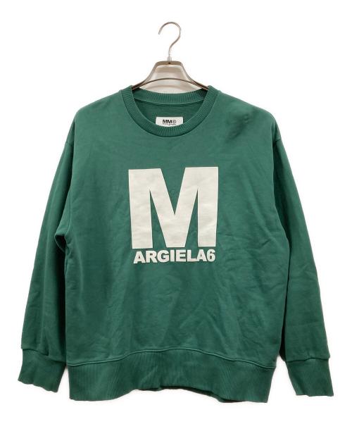 MM6 Maison Margiela（エムエムシックスメゾンマルジェラ）MM6 Maison Margiela (エムエムシックスメゾンマルジェラ) ロゴ長袖スウェットプルオーバー グリーン サイズ:16の古着・服飾アイテム