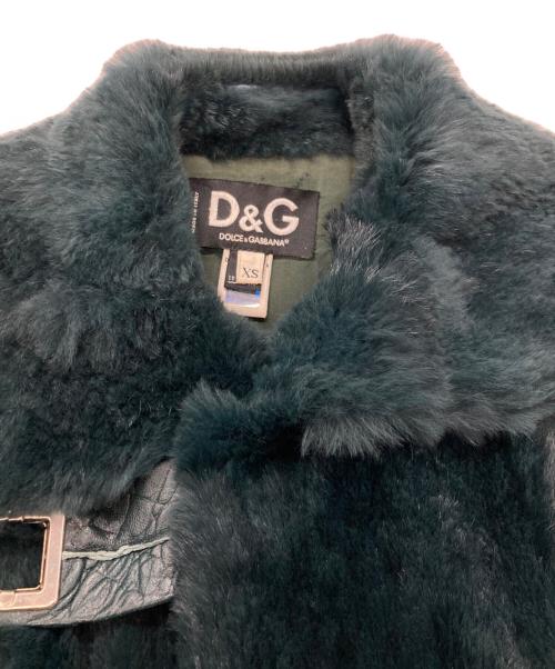 DOLCE & GABBANA（ドルチェ＆ガッバーナ）DOLCE & GABBANA (ドルチェ＆ガッバーナ) ファー切替レザージャケット グリーン サイズ:XSの古着・服飾アイテム