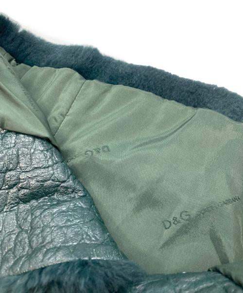 DOLCE & GABBANA（ドルチェ＆ガッバーナ）DOLCE & GABBANA (ドルチェ＆ガッバーナ) ファー切替レザージャケット グリーン サイズ:XSの古着・服飾アイテム