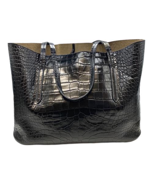 J&M DAVIDSON（ジェイ＆エム デヴィッドソン）J&M DAVIDSON (ジェイ＆エム デヴィッドソン) クロコ型押しトートバッグ ブラックの古着・服飾アイテム