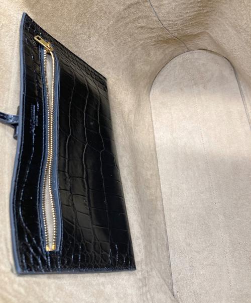 J&M DAVIDSON（ジェイ＆エム デヴィッドソン）J&M DAVIDSON (ジェイ＆エム デヴィッドソン) クロコ型押しトートバッグ ブラックの古着・服飾アイテム