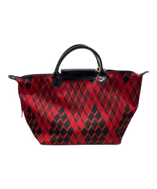 LONGCHAMP（ロンシャン）LONGCHAMP (ロンシャン) ハンドバッグ レッド×ブラックの古着・服飾アイテム
