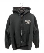 AVIREXアヴィレックス）の古着「ヴァーシティー ロゴ スウェットジップパーカー」｜ブラック