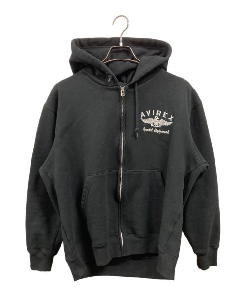 AVIREX（アヴィレックス）AVIREX (アヴィレックス) ヴァーシティー ロゴ スウェットジップパーカー ブラック サイズ:XLの古着・服飾アイテム