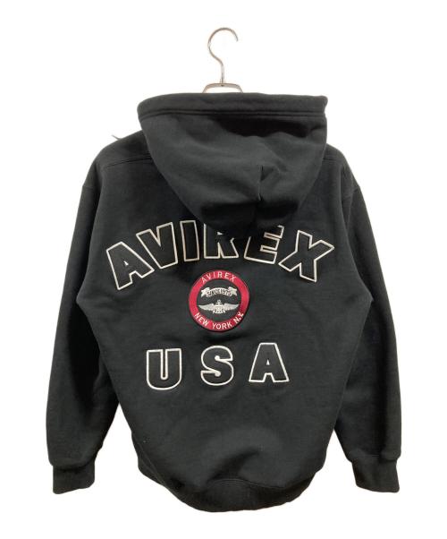 AVIREX（アヴィレックス）AVIREX (アヴィレックス) ヴァーシティー ロゴ スウェットジップパーカー ブラック サイズ:XLの古着・服飾アイテム