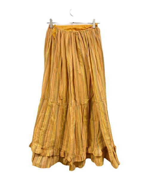 CASA FLINE（カーサフライン）CASA FLINE (カーサフライン) インド綿フレアスカート オレンジ サイズ:FREE 未使用品の古着・服飾アイテム