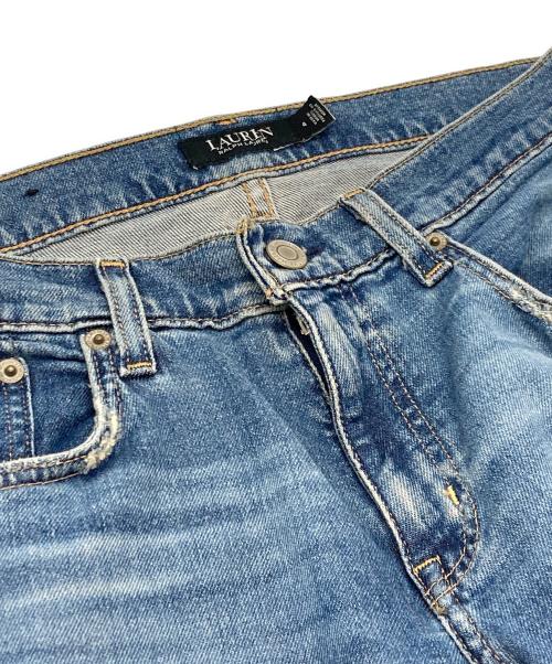 LAUREN RALPH LAUREN（ローレンラルフローレン）LAUREN RALPH LAUREN (ローレンラルフローレン) パッチワークリペア加工デニムパンツ インディゴ サイズ:4の古着・服飾アイテム