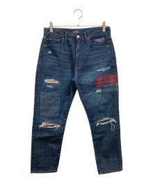 POLO RALPH LAUREN（ポロ・ラルフローレン）の古着「パッチワークダメージリペア加工デニムパンツ」｜インディゴ