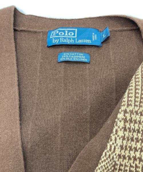 POLO RALPH LAUREN（ポロ・ラルフローレン）POLO RALPH LAUREN (ポロ・ラルフローレン) グレンチェックニットベスト ブラウン サイズ:Lの古着・服飾アイテム