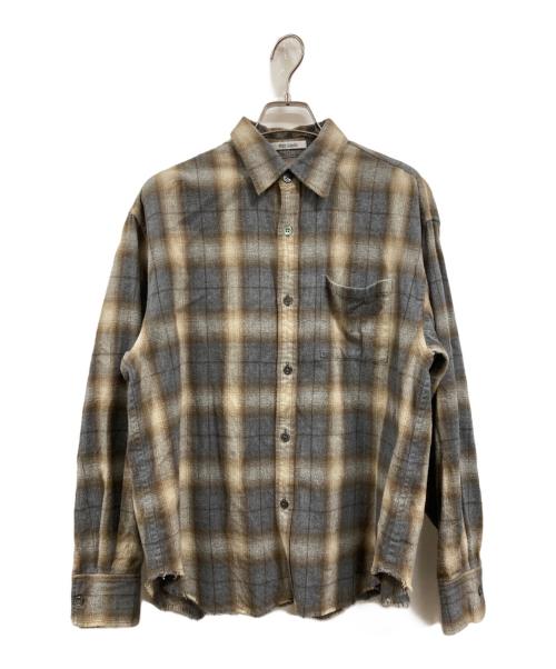 Whim Gazette（ウィムガゼット）Whim Gazette (ウィムガゼット) シャギーチェックシャツ ブラウン サイズ:freeの古着・服飾アイテム