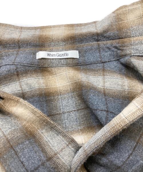 Whim Gazette（ウィムガゼット）Whim Gazette (ウィムガゼット) シャギーチェックシャツ ブラウン サイズ:freeの古着・服飾アイテム