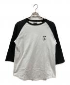 stussyステューシー）の古着「SSリンクロゴラグランカットソー」｜ブラック×ホワイト