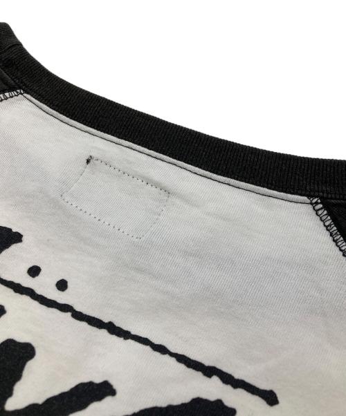 stussy（ステューシー）stussy (ステューシー) SSリンクロゴラグランカットソー ブラック×ホワイト サイズ:Mの古着・服飾アイテム