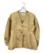 COELコエル）の古着「ウエストシェイプノーカラージャケット」｜イエロー