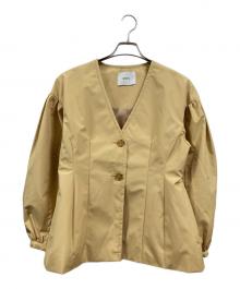 COEL（コエル）の古着「ウエストシェイプノーカラージャケット」｜イエロー