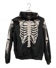 VANSON（バンソン）の古着「スカルジップパーカー」｜ブラック