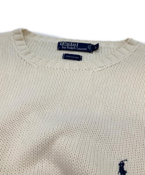 POLO RALPH LAUREN（ポロ・ラルフローレン）POLO RALPH LAUREN (ポロ・ラルフローレン) ポニーロゴニット ホワイト サイズ:Ⅼの古着・服飾アイテム