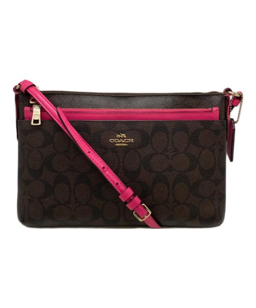 COACH（コーチ）COACH (コーチ) シグネチャーショルダーバッグ ブラウン×ピンクの古着・服飾アイテム