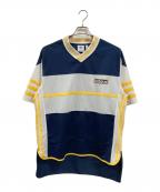 adidasアディダス）の古着「ゲームシャツ」｜ネイビー×ホワイト