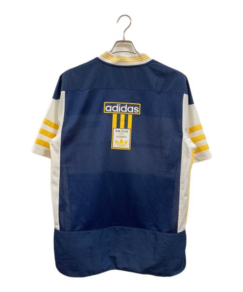 adidas（アディダス）adidas (アディダス) ゲームシャツ ネイビー×ホワイト サイズ:XLの古着・服飾アイテム